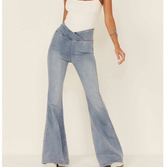 Free People Flare Jeans We The Free Pull On Sz 24 Retro Boho - Picture 5 of 8